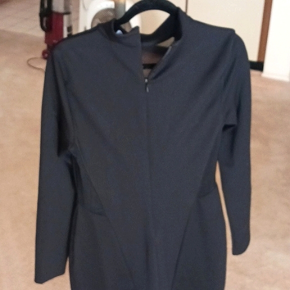 Vintage- BEBE black "ponte" dress. Sz LG,,mesh design sides and front. NEW - Picture 6 of 16